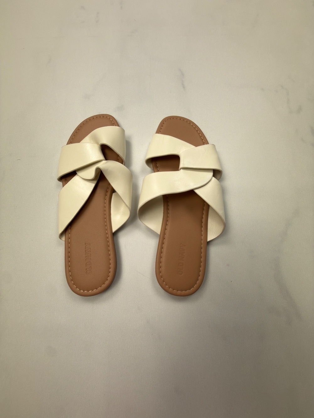 Old Navy Knot Strap Slide Sandal White 2010s Minimalist - Womens 8